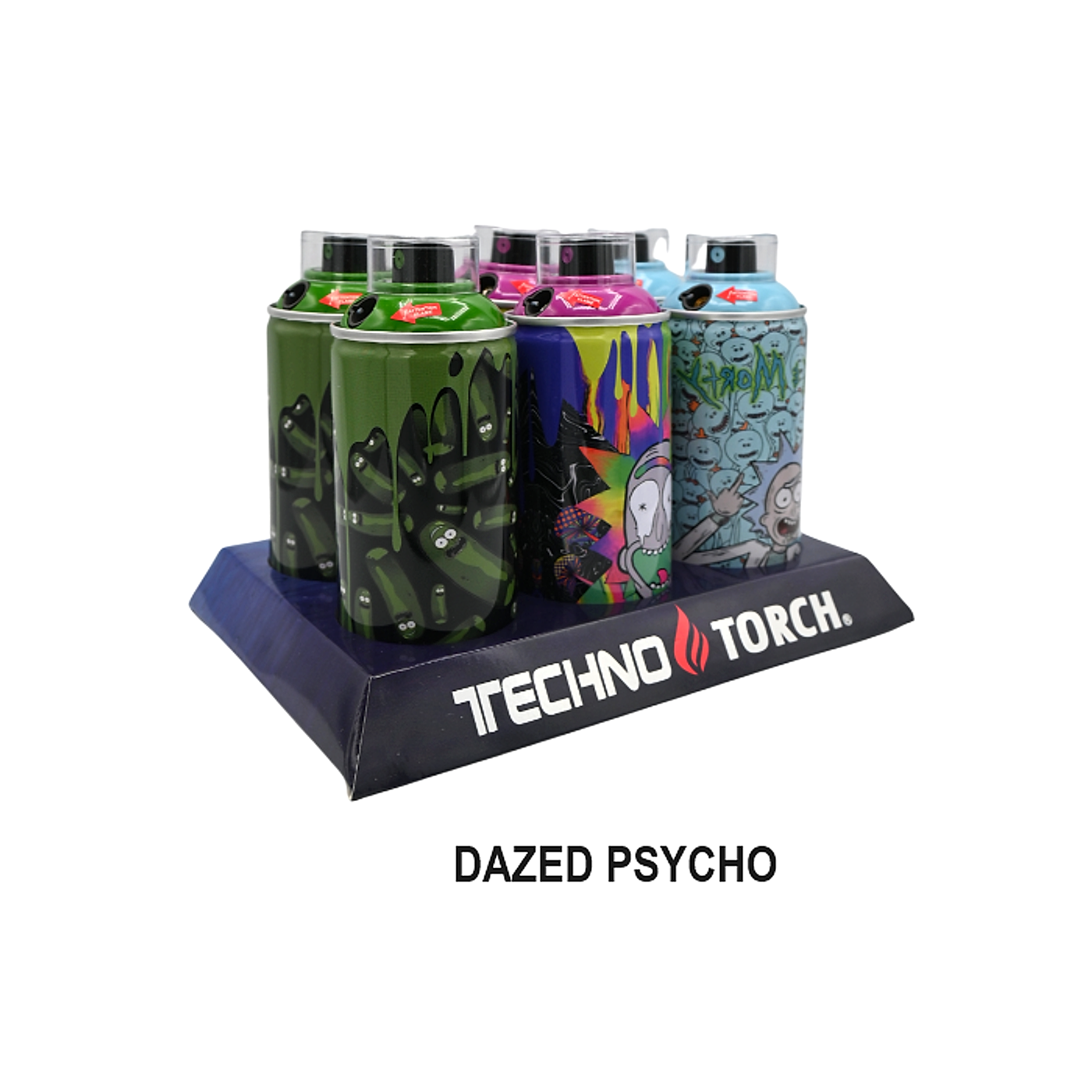 5" Techno Small Spray Can Torch Lighters - RM Dazed Psycho - 6ct