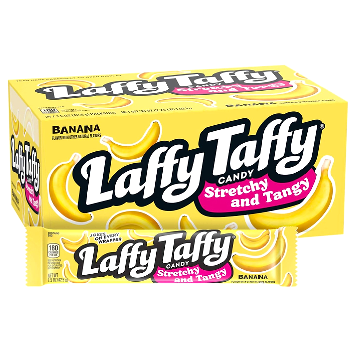 Laffy Taffy Candy (Stretchy and Tangy) - Banana - 42.5g -24ct
