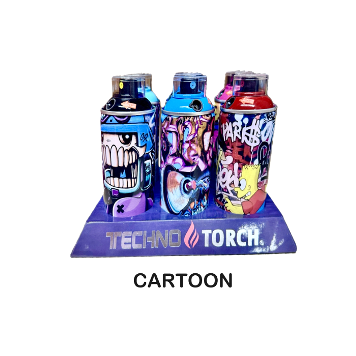5" Techno Small Spray Can Torch Lighters - Graffiti - 6ct