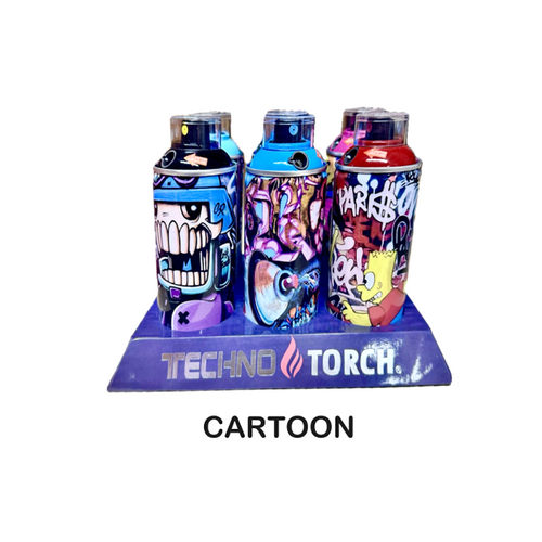 5" Techno Small Spray Can Torch Lighters - Graffiti - 6ct