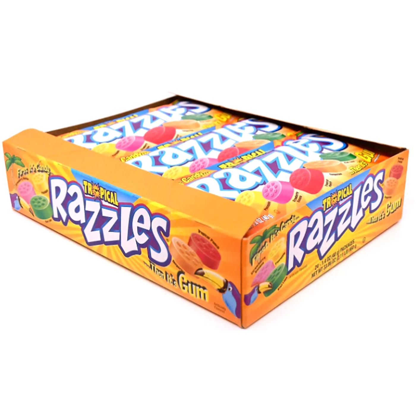Razzles Sour Gum - Tropical  - 24ct