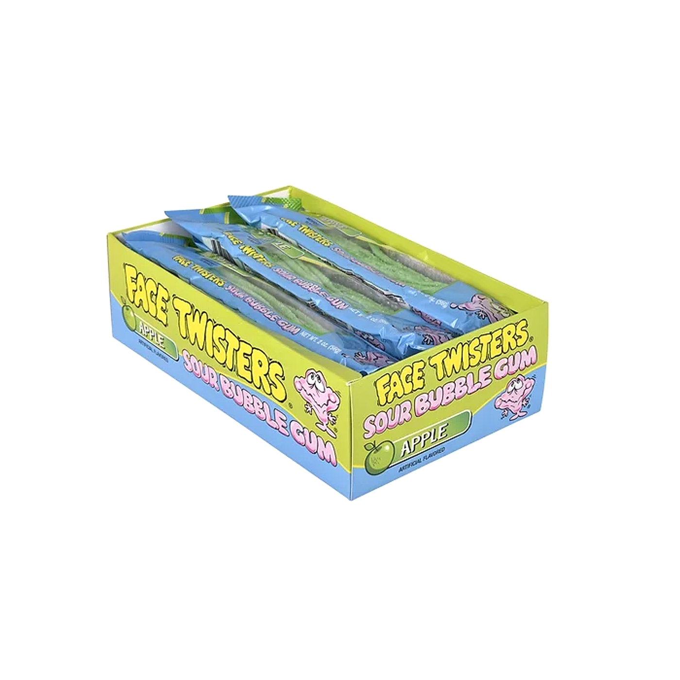 Face Twisters Sour Bubble Gum - Apple - 12ct