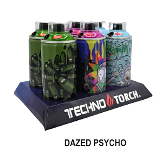 5" Techno Small Spray Can Torch Lighters - RM Dazed Psycho - 6ct