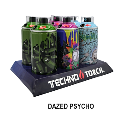 5" Techno Small Spray Can Torch Lighters - RM Dazed Psycho - 6ct