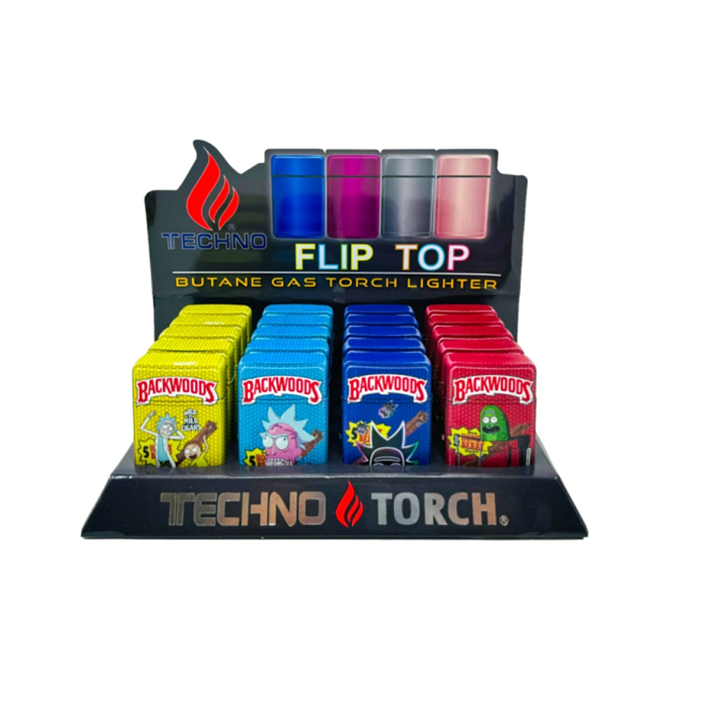 Techno BKW Flip Top Butane Gas Torch Lighter - 20ct