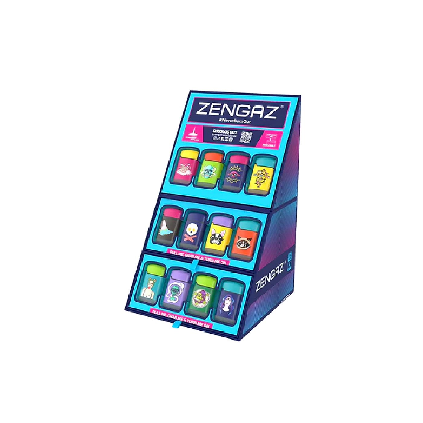 Zengaz Mega (ZL-12) Series 5 Jet Rubberized Cube Lighters - 48ct