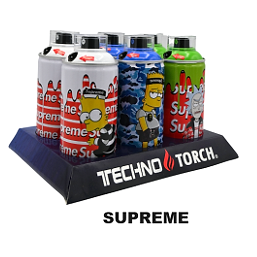5" Techno Small Spray Can Torch Lighters - Supreme - 6ct
