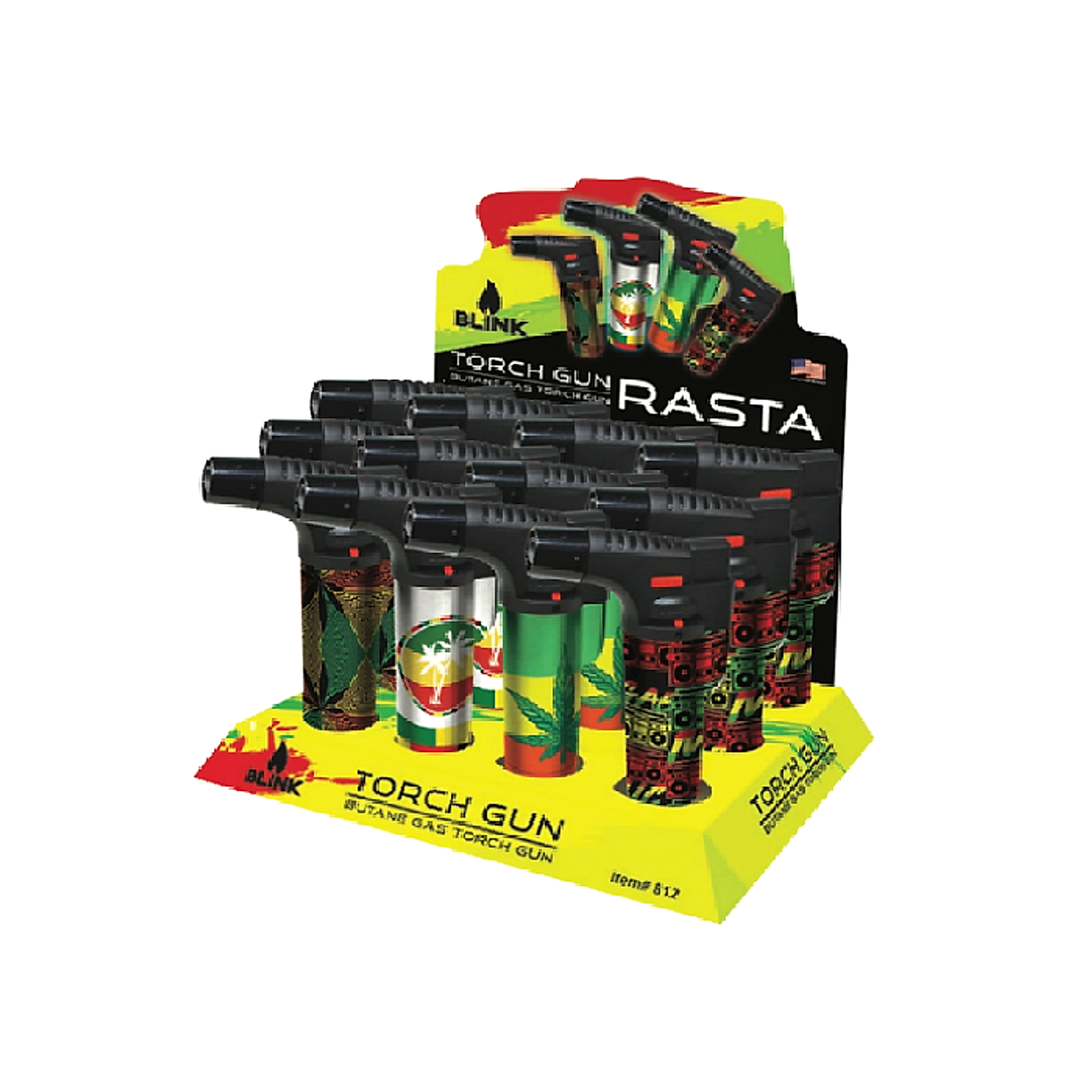 Blink Torch Gun - Rasta- 12ct