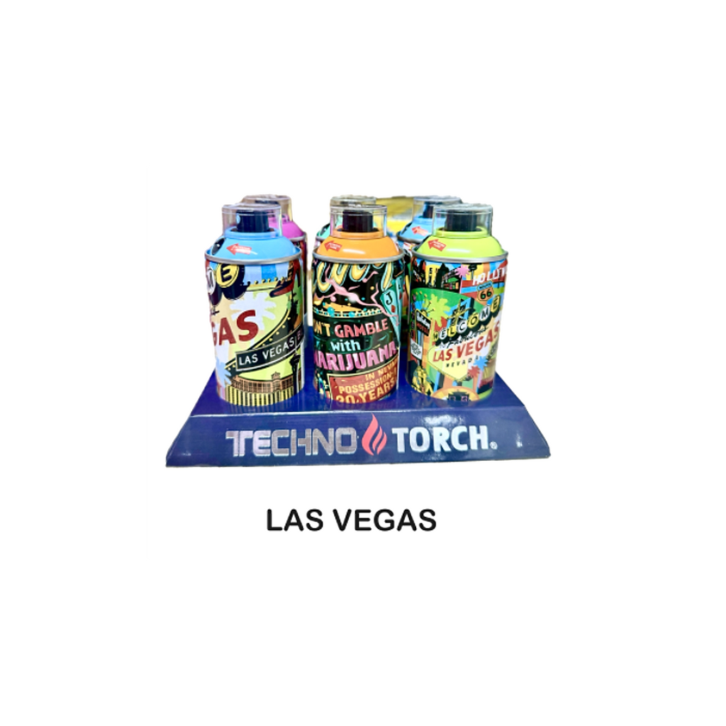 5" Techno Small Spray Can Torch Lighters - Las Vegas - 6ct