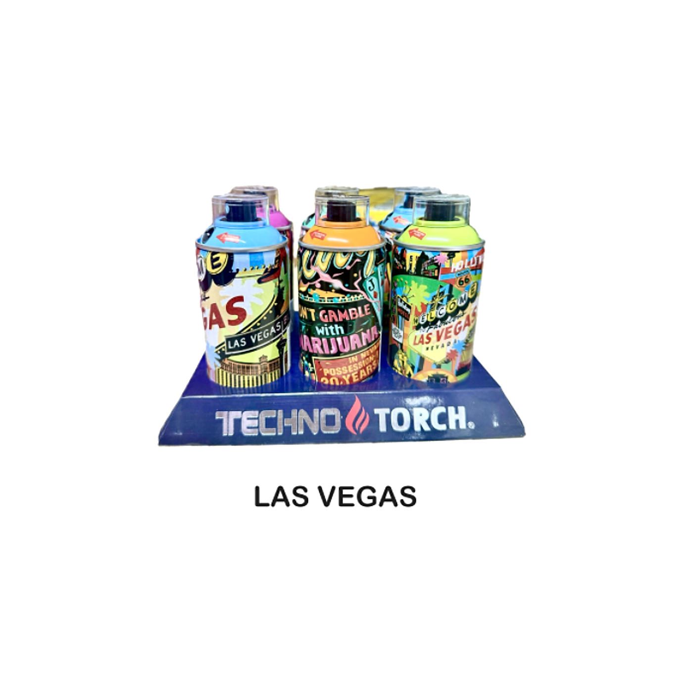 5" Techno Small Spray Can Torch Lighters - Las Vegas - 6ct