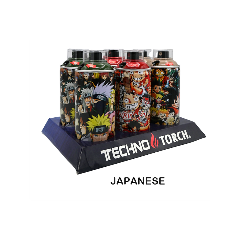 5" Techno Small Spray Can Torch Lighters - Japanese - 6ct