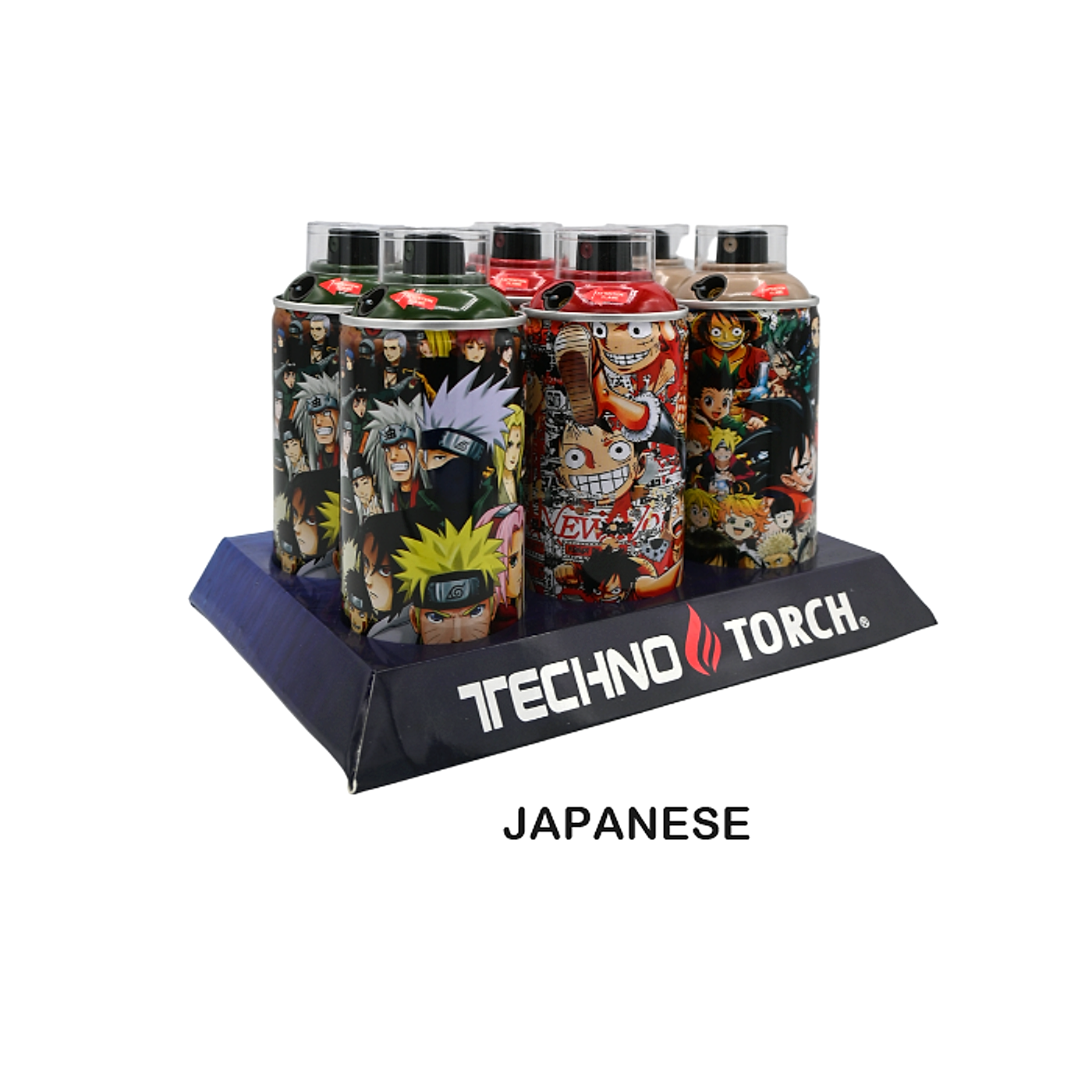 5" Techno Small Spray Can Torch Lighters - Japanese - 6ct