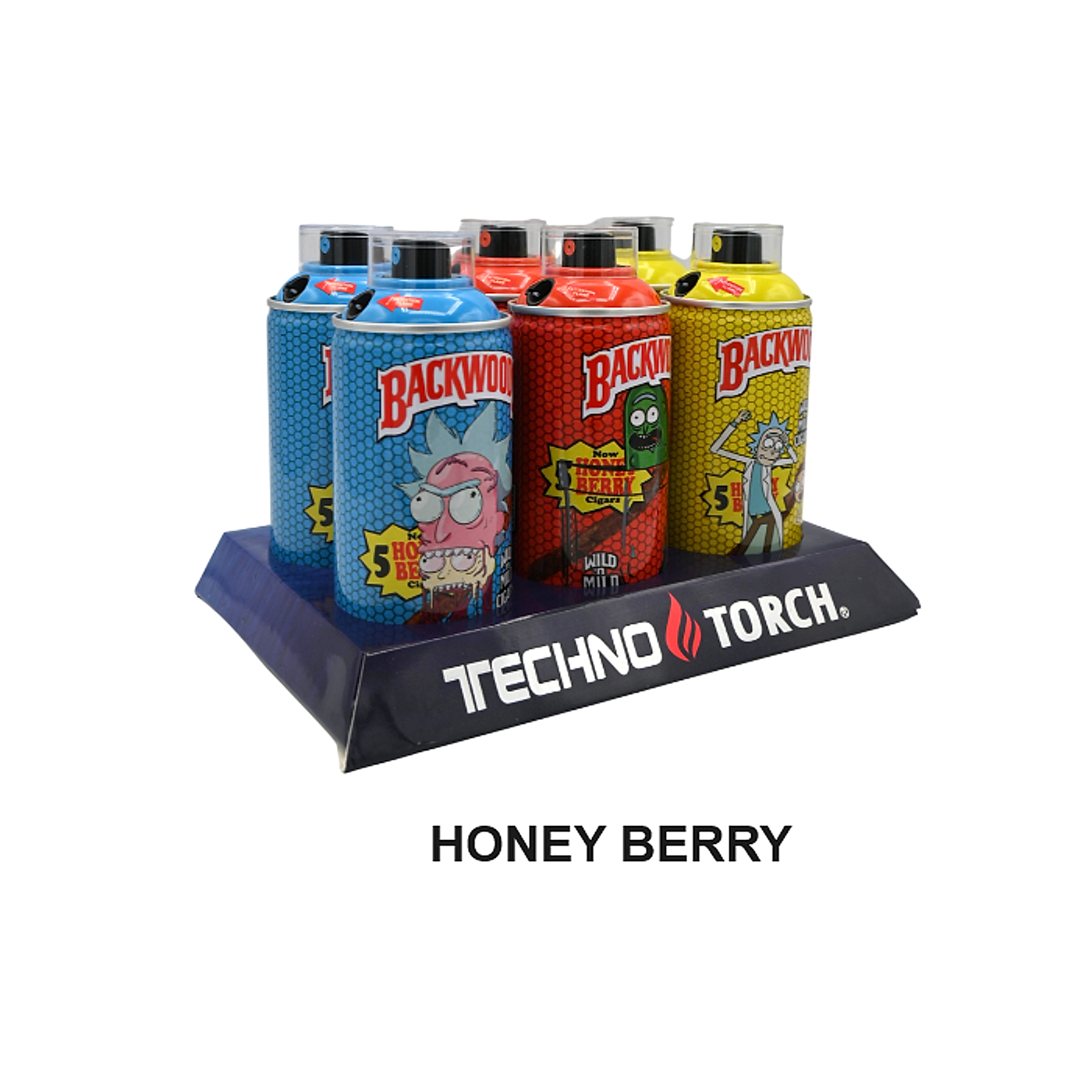 5" Techno Small Spray Can Torch Lighters - BW Honey Berry - 6ct