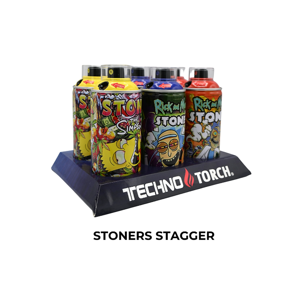 5" Techno Small Spray Can Torch Lighters - Stoner - 6ct
