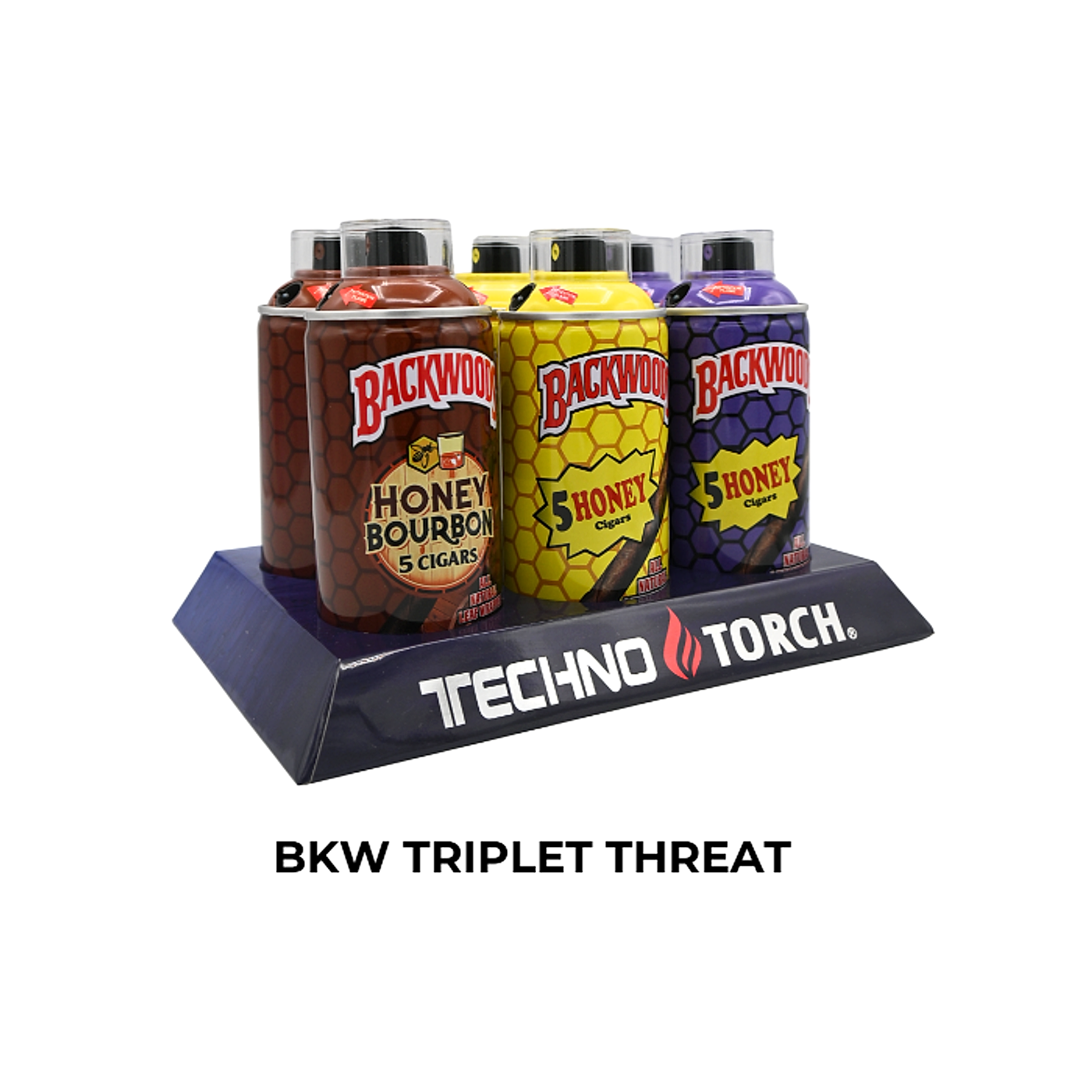 5" Techno Small Spray Can Torch Lighters - BKW Triplet Threat - 6ct