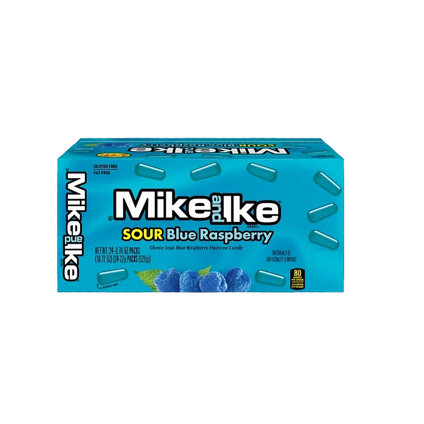 Mike and Ike Flavoured Candy Theatre Box - Sour Blue Raspberry - 120g -12ct