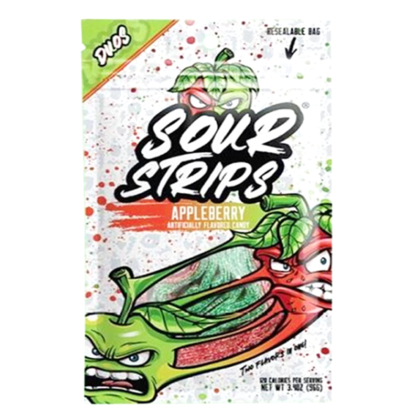 Sour Strips Candy Peg Bag - Apple Berry - 97g -12ct